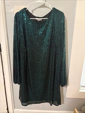 Chic Soul Teal Sequin Midi Dress